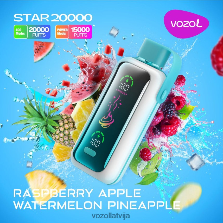VOZOL Vape Flavors - VOZOL STAR 20 000 6PX2XB18 aveņu ābols arbūzs ananāss