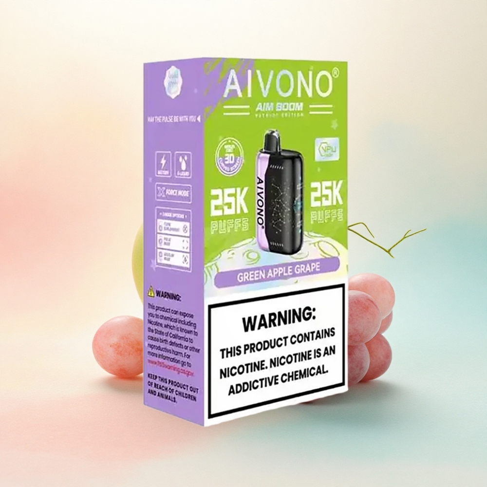 Aivono Aim Boom 25000 Zaļā Ābolu Vīnoga 0% nikotīna 650mAh