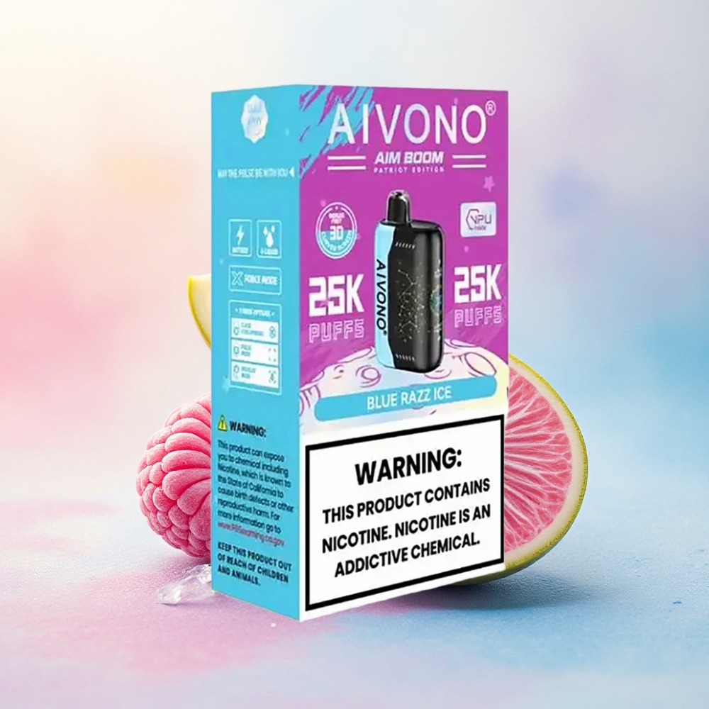 Aivono Aim Boom 25000 Zilā Aveņu Ledus ar 0% nikotīna un 650mAh