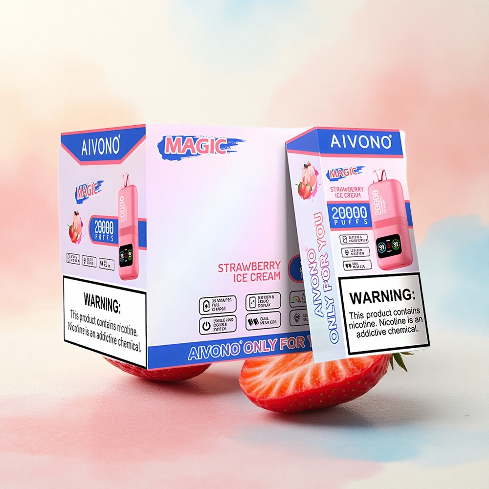 Aivono Aim Magic 20000 Zemeņu Saldējums ar 600mAh un 26ml E-šķidrumu