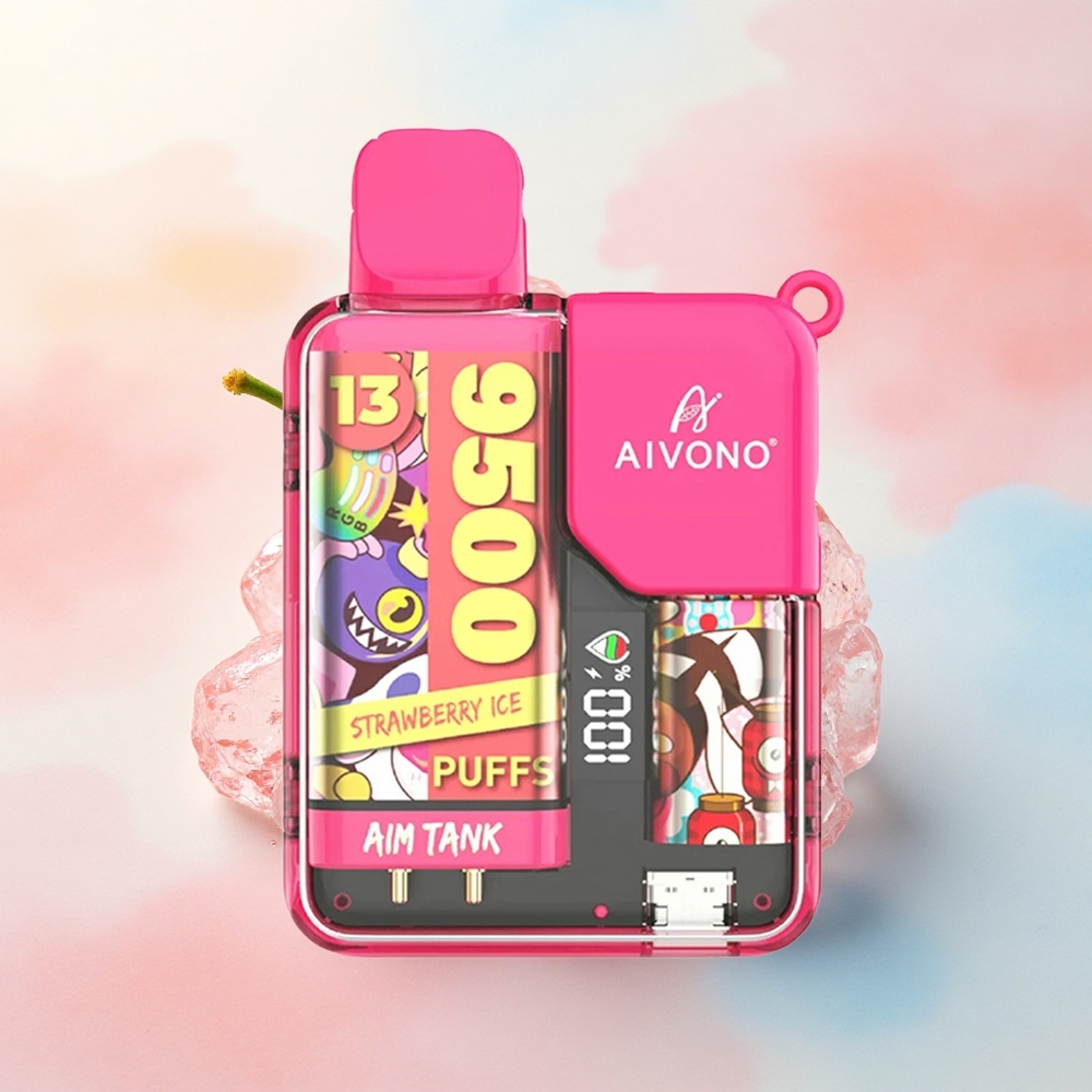 Aivono Aim Tank 9500 Zemeņu Ledus ar LCD displeju un 5% nikotīna