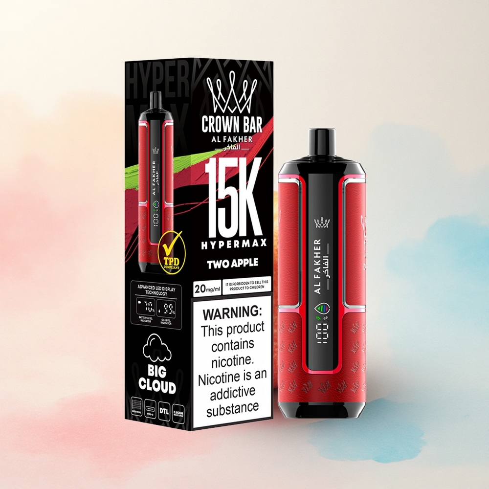Al Fakher Crown Bar 15K Hypermax Divi Ābolu 22ml 600mAh Nikotīns