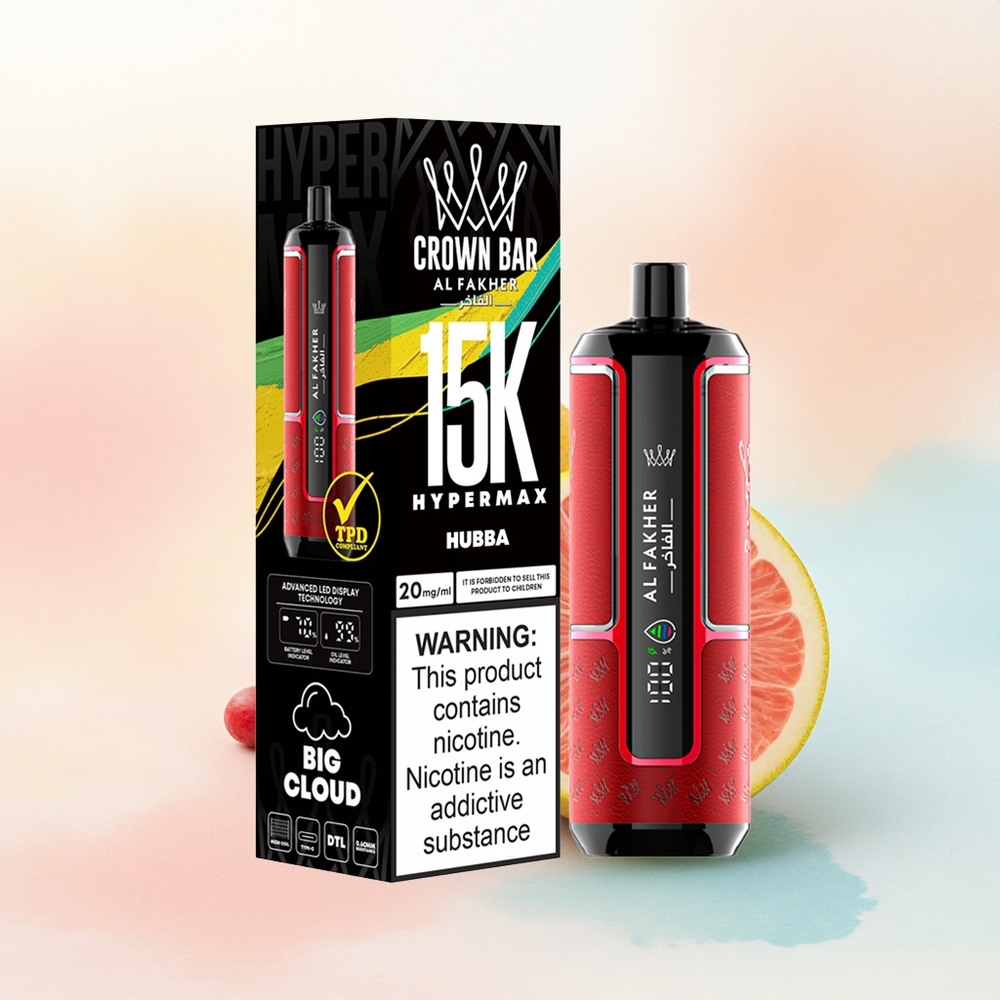Al Fakher Crown Bar 15K Hypermax Hubba Portatīvais 600mAh 22ml Nikotīns 6mg/ml