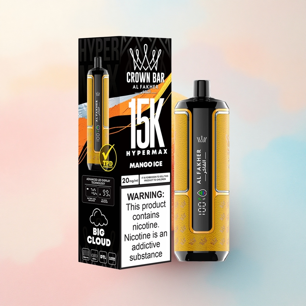 Al Fakher Crown Bar 15K Hypermax Mango Ledus ar 6mg nikotīna un 600mAh bateriju