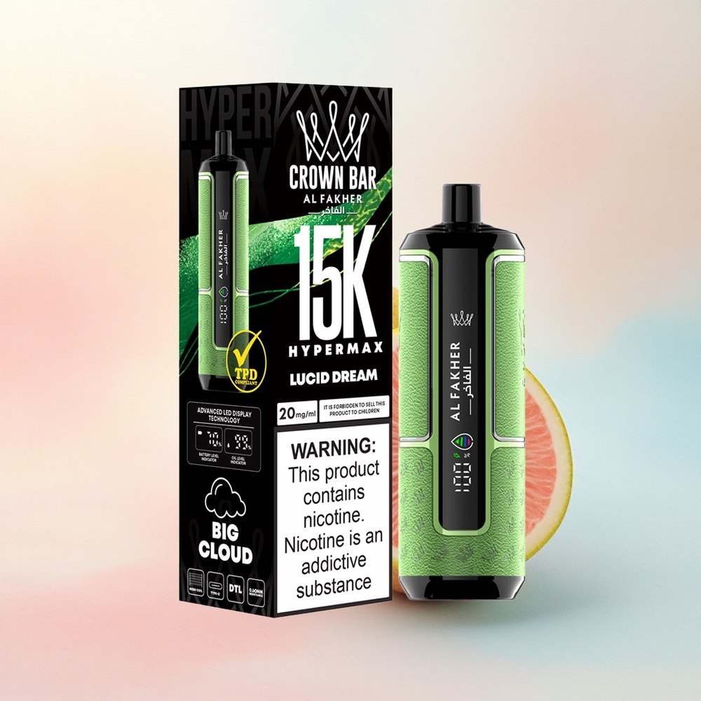 Al Fakher Crown Bar 15K Hypermax Skaidrais Sapnis ar 600mAh un 6mg nikotīna