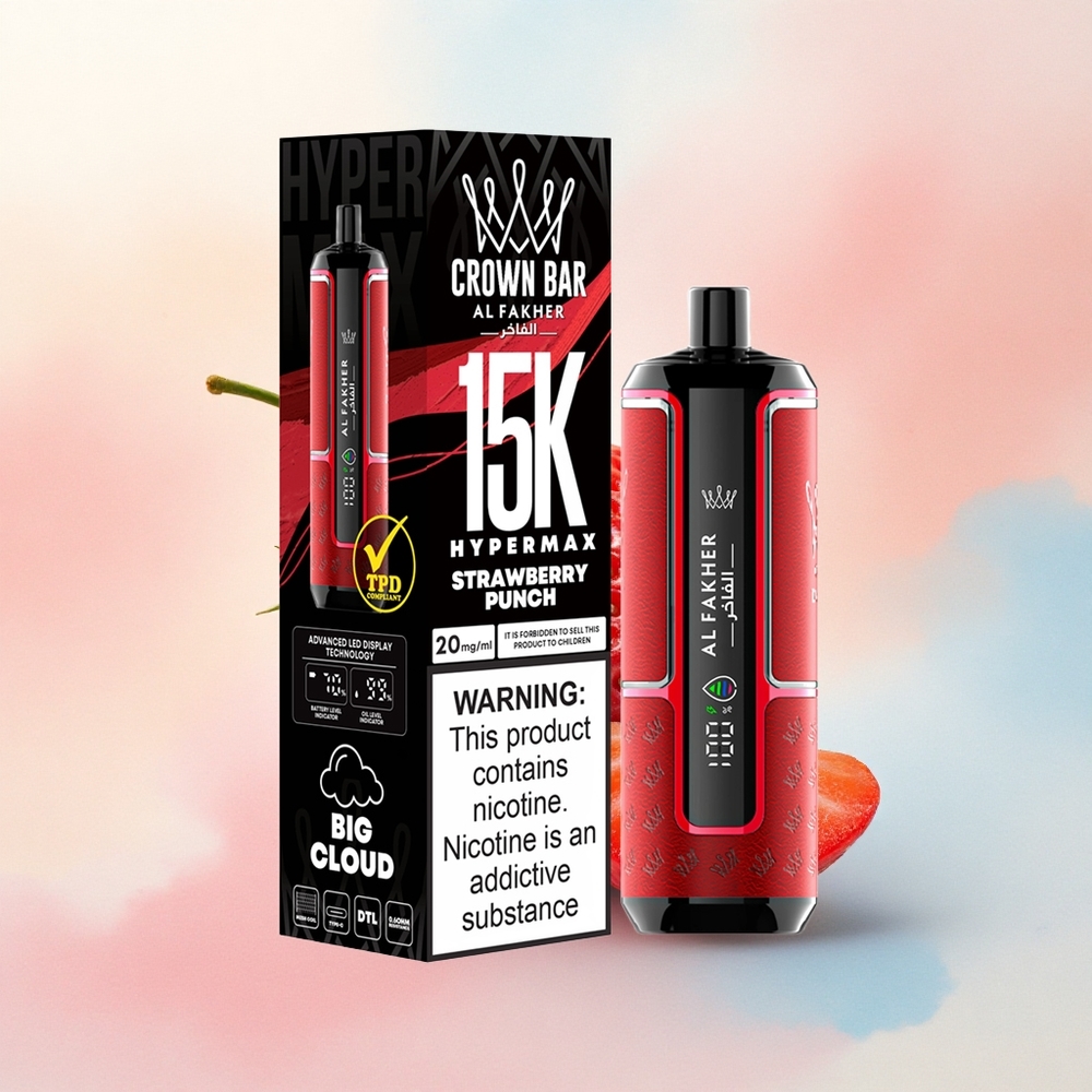 Al Fakher Crown Bar 15K Hypermax Zemeņu Puncis ar 600mAh un 6mg nikotīna