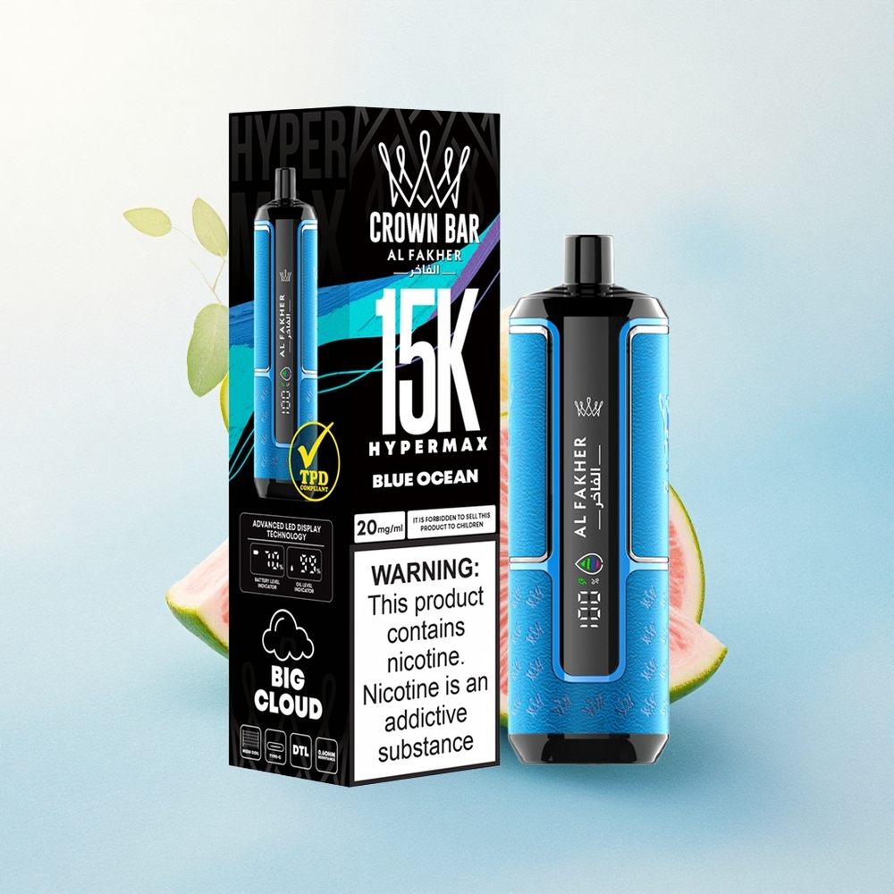 Al Fakher Crown Bar 15K Hypermax Zilais Okeāns 22ml DTL 600mAh