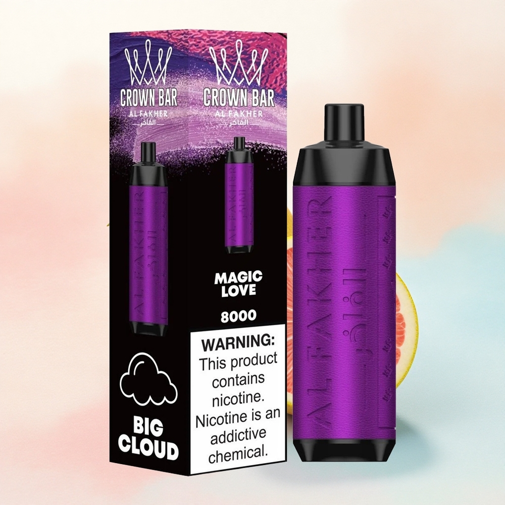 Al Fakher Crown Bar 8000 Crystal Burvīgā Mīlestība 600mAh 5mg Nikotīna 18ml