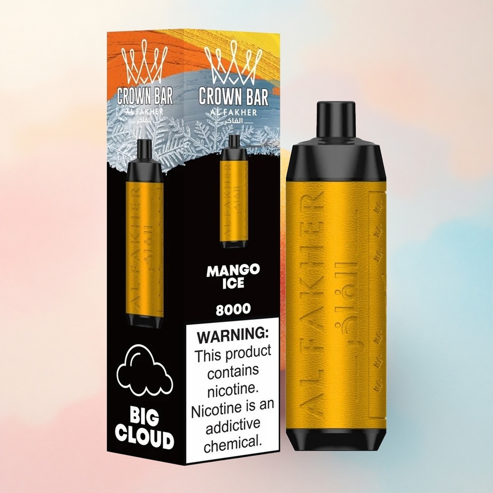 Al Fakher Crown Bar 8000 Crystal Mango Ledus ar 5mg nikotīna un 600mAh bateriju