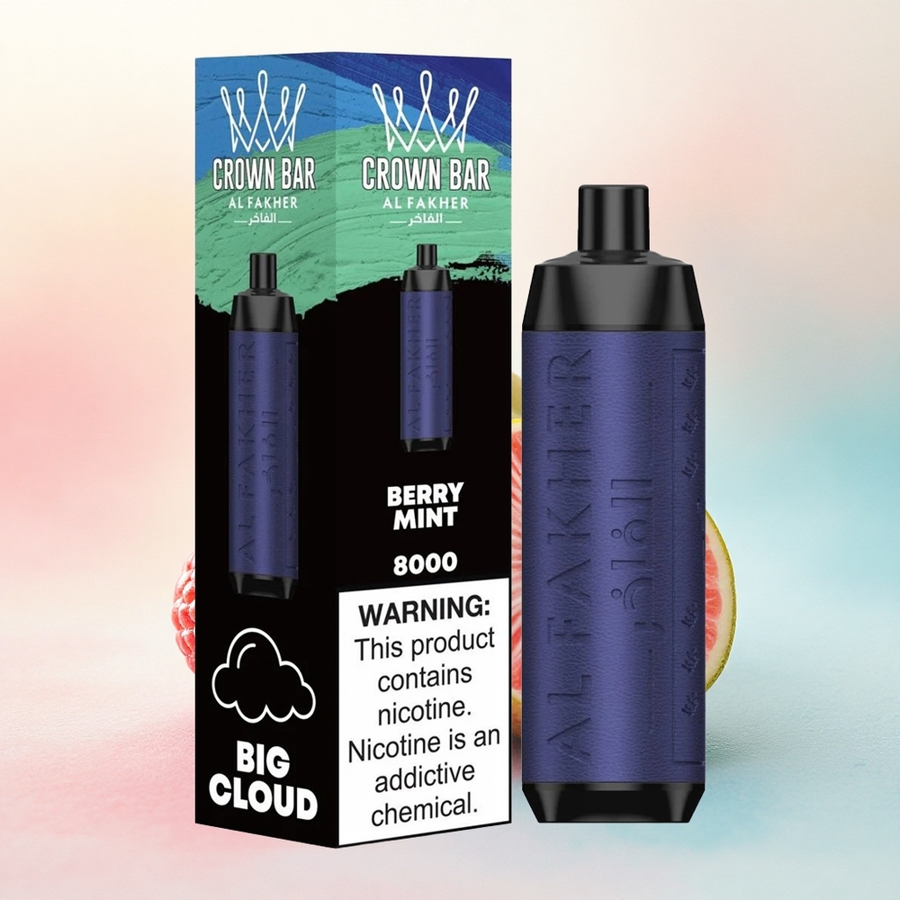 Al Fakher Crown Bar 8000 Crystal Ogļu Mētra Dispozējamais Veips ar 5mg Nikotīna un 600mAh Akumulatoru