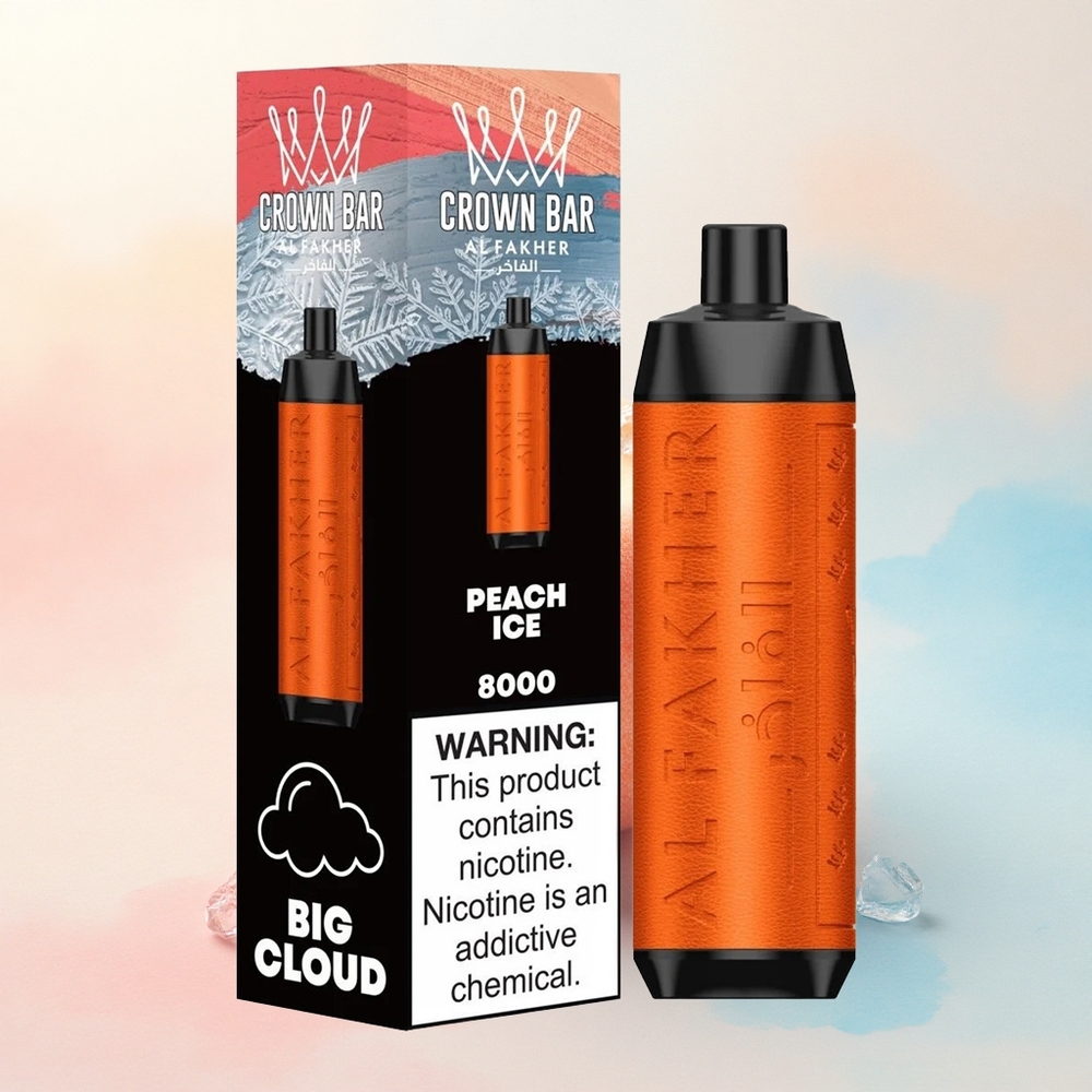 Al Fakher Crown Bar 8000 Crystal Persiku Ledus ar 5mg Nikotīna un 600mAh