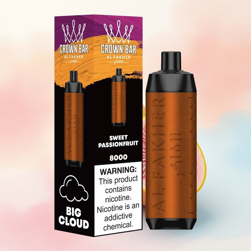 Al Fakher Crown Bar 8000 Crystal Salda Pasiflora ar 5mg nikotīna un USB-C uzlādi