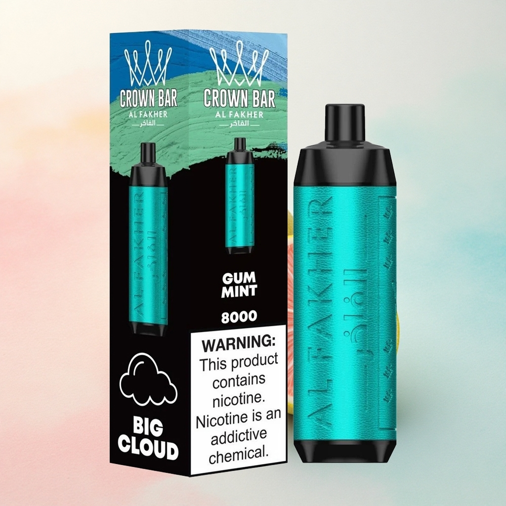 Al Fakher Crown Bar 8000 Crystal Smilšu Menta 600mAh USB-C 18ml Nikotīns 0.6ohm