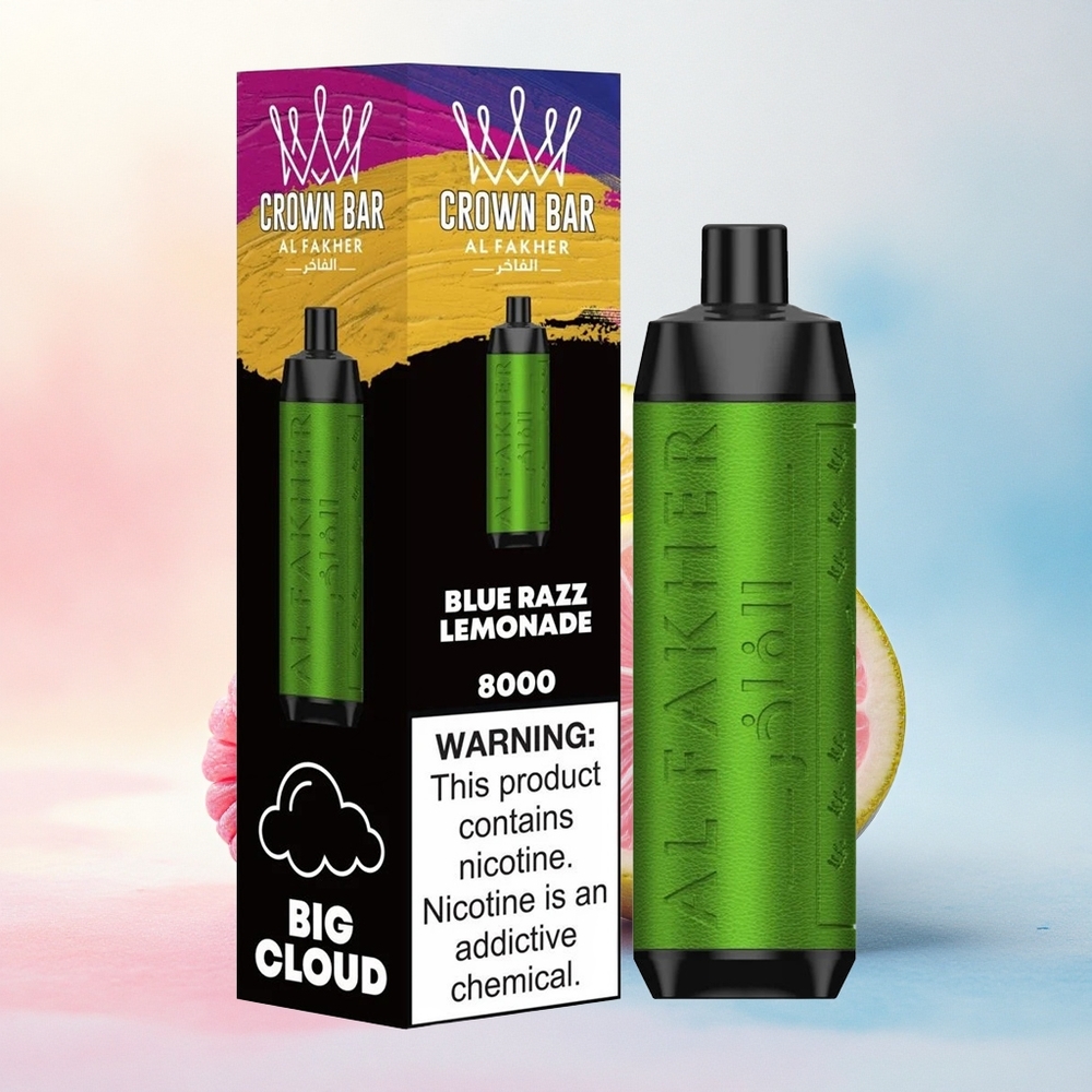 Al Fakher Crown Bar 8000 Crystal Zilā Aveņu Limonāde ar 5mg Nikotīna un 600mAh