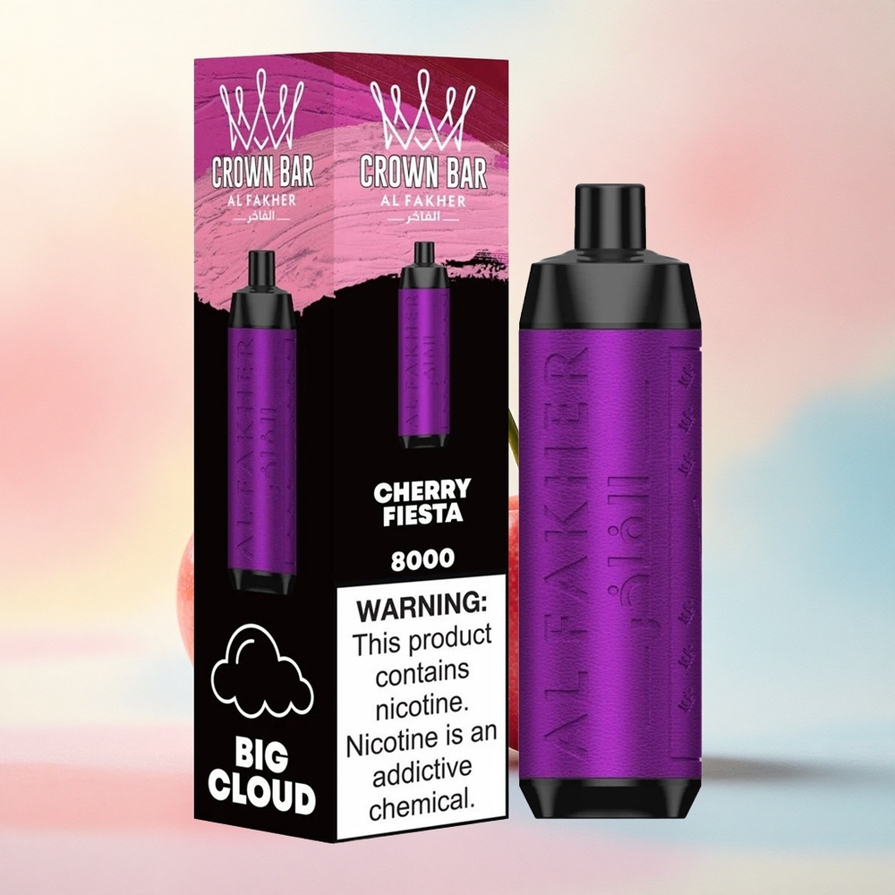 Al Fakher Crown Bar 8000 Crystal Ķiršu Svinības ar 600mAh un 5mg Nikotīna